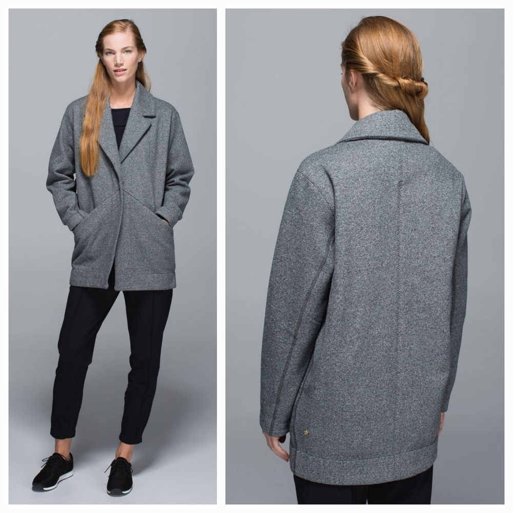 Lululemon Cozy Car Coat Heathered Speckled Black Sz6
